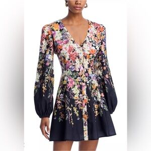 Aqua Floral Print Mini Dress Sz M NWT